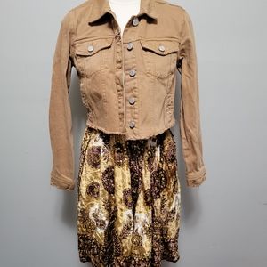 Funky Kids camel embellished paisley velour skirt size 14